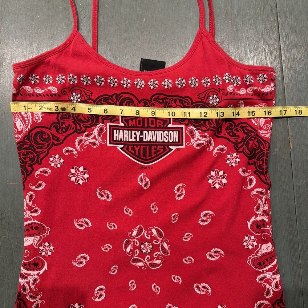 Vintage Harley-Davidson Red Bandana Paisley Camisole Tank Top Women’s XL 2008 - Picture 4 of 6